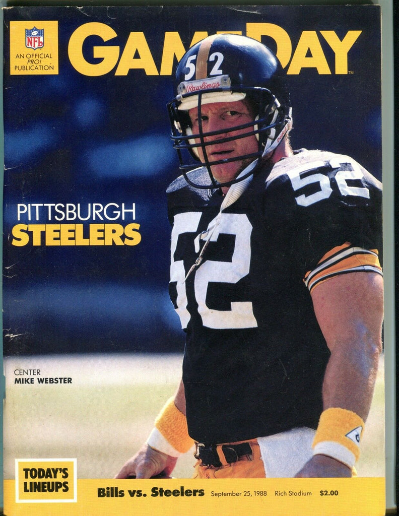 GameDay Magazine Bills vs. Steelers 1988 Mike Webster VG 051717nonjhe