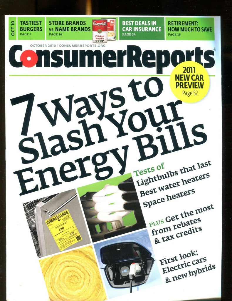 Consumer Reports Magazine October 2010 Energy Bills EX No ML 020117jhe