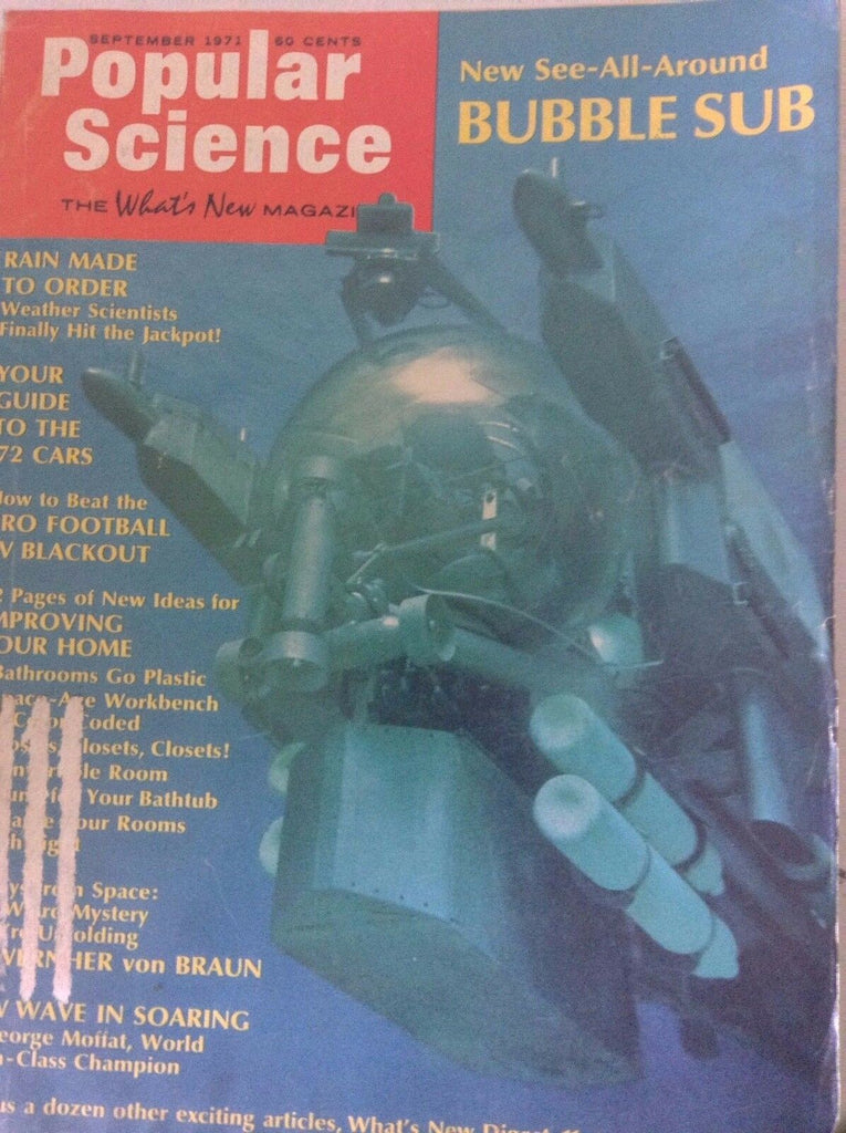 Popular Science Magazine Bubble Sub, Pro Football September 1971 083117nonrh