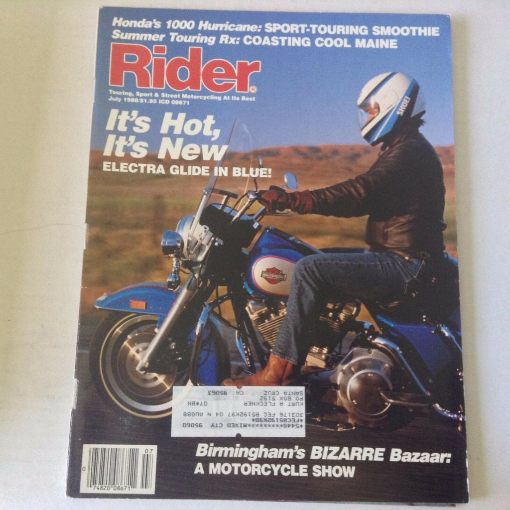 Rider Magazine Electra Glide Honda 1000 Hurricane July 1988 060117nonrh3