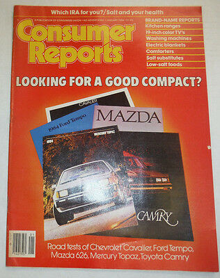 Consumer Reports Magazine Mazda Camry Cavalier January 1984 021315R