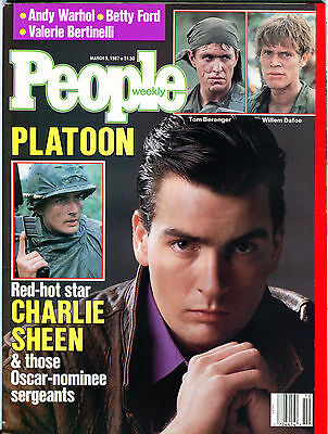 People Magazine March 9 1987 Platoon Charlie Sheen Andy Warhol EX 012216jhe