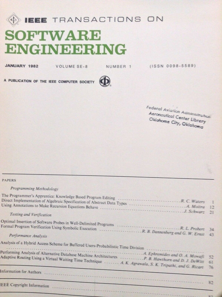 IEEE Software Engineering FAA Magazine Apprentice January 1982 051218nonrh