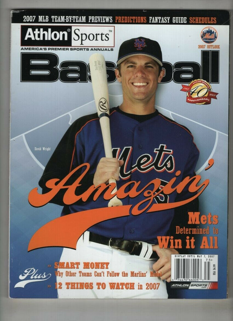 Athlon Sports Baseball Mag David Wright Tony Gwynn 2007 Vol.20 021721nonr