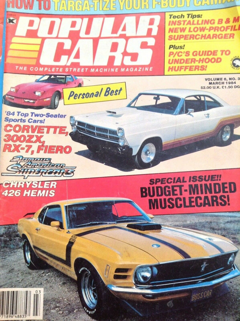 Popular Cars Magazine Corvette, 300ZX Rx-7 Fiero March 1984 010918nonrh
