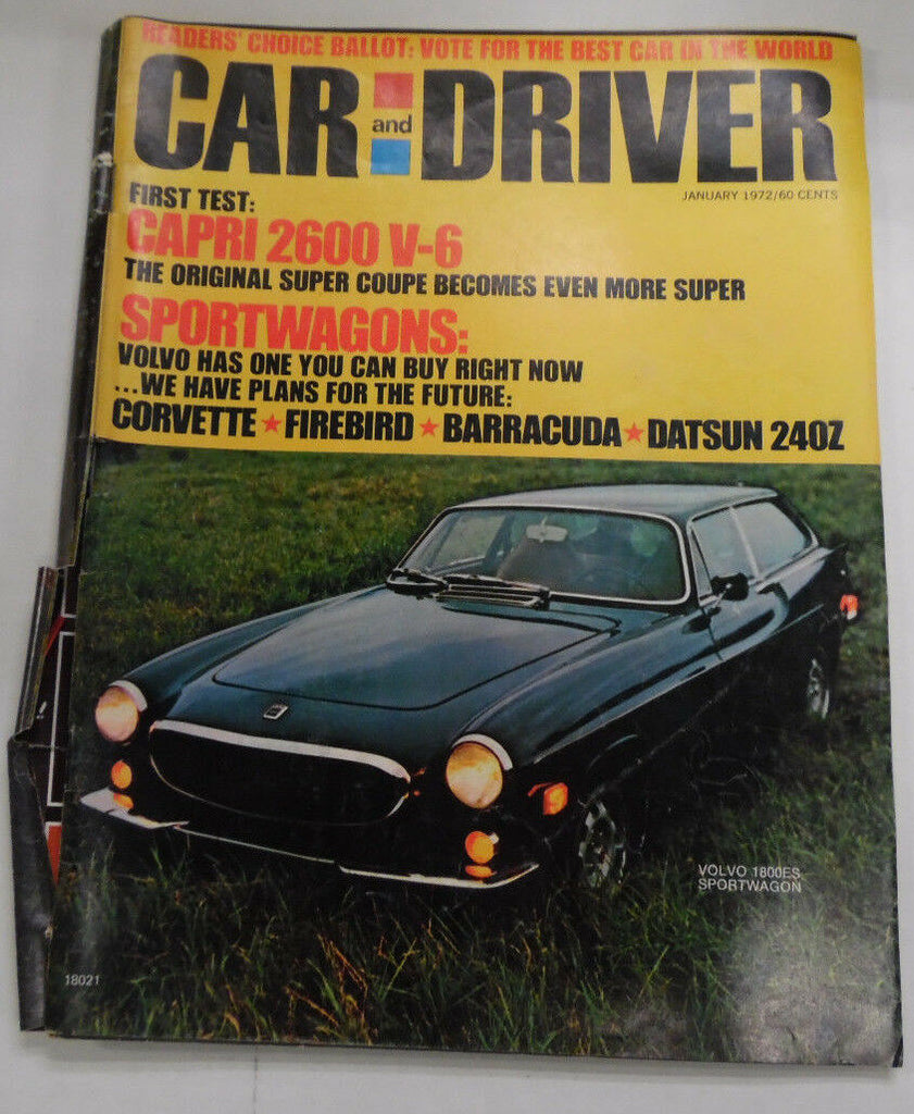 Car And Driver Magazine Capri 2600 V-6 Corvette January 1972 040317nonr