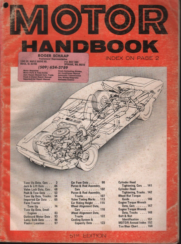Motor Handbook 51st Edition 1974 Vintage 100818AME2