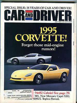Car and Driver Magazine July 1990 1995 Corvette! w/ML EX 021716jhe