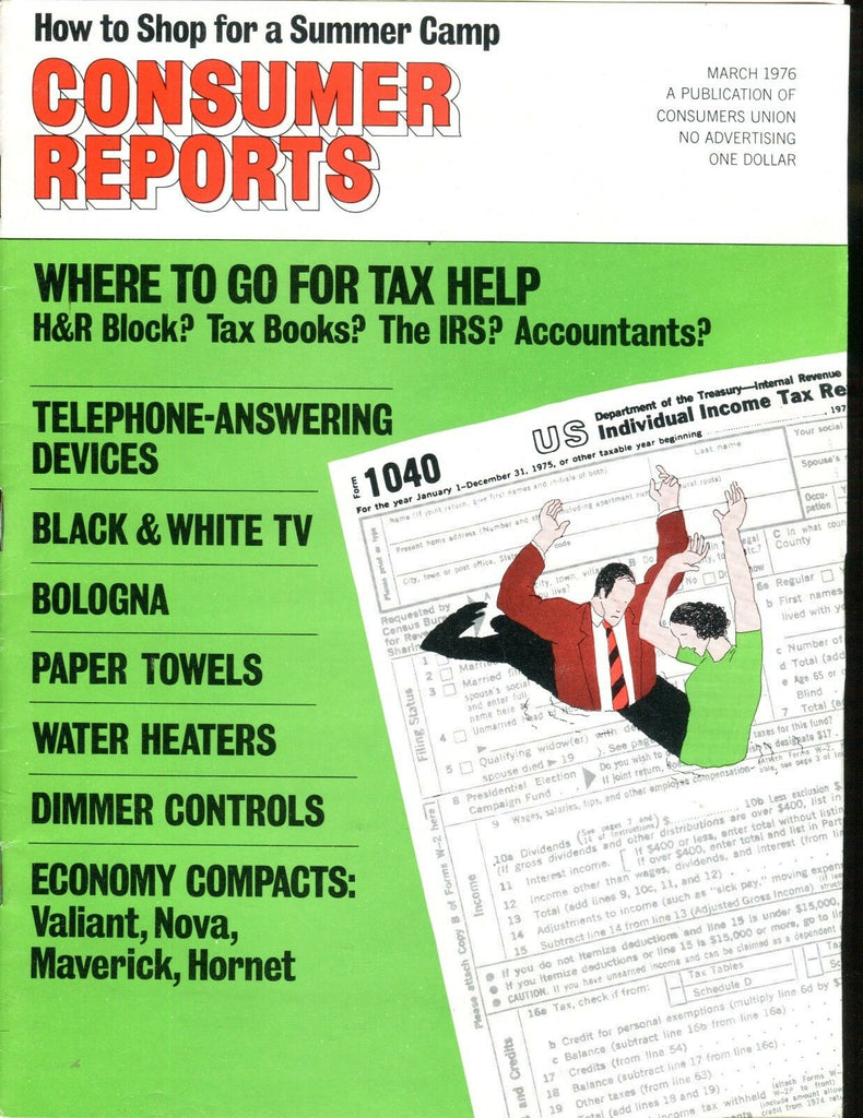 Consumer Reports Magazine March 1976 Tax Help VGEX No ML 020117jhe