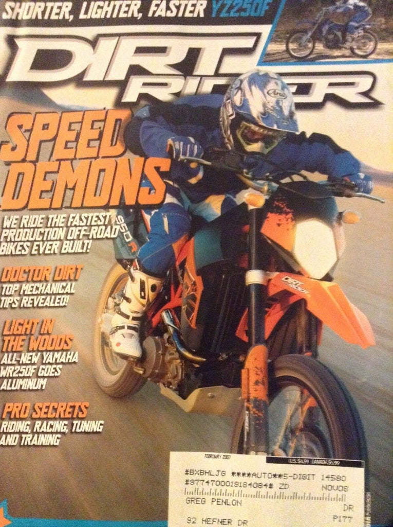 Dirt Rider Magazine Faster YZ250F February 2007 121818nonrh2
