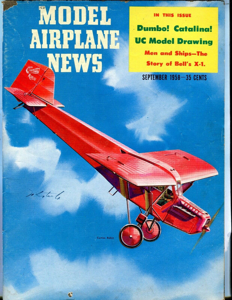 Model Airplane News Magazine September 1958 Curtiss Robin GD 041217nonjhe