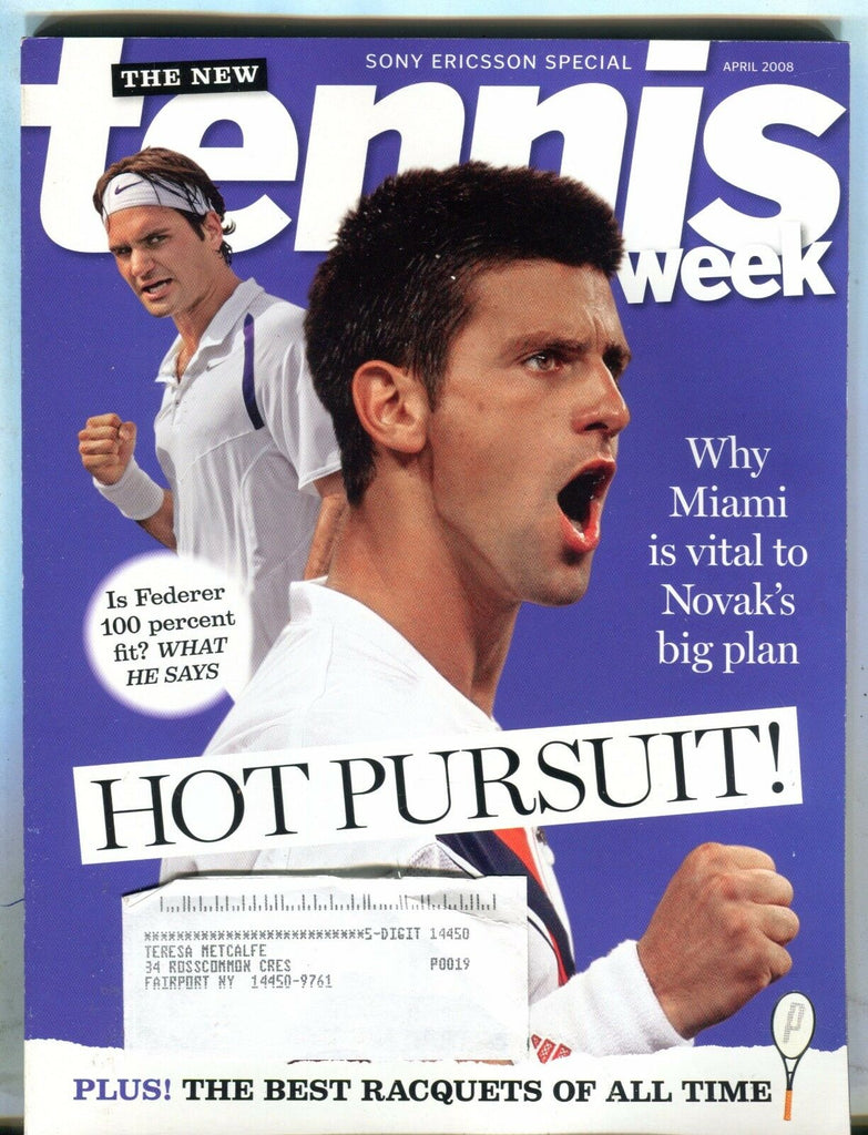 Tennis Week Magazine April 2008 Novak Djokovic EX w/ML 031017nonjhe