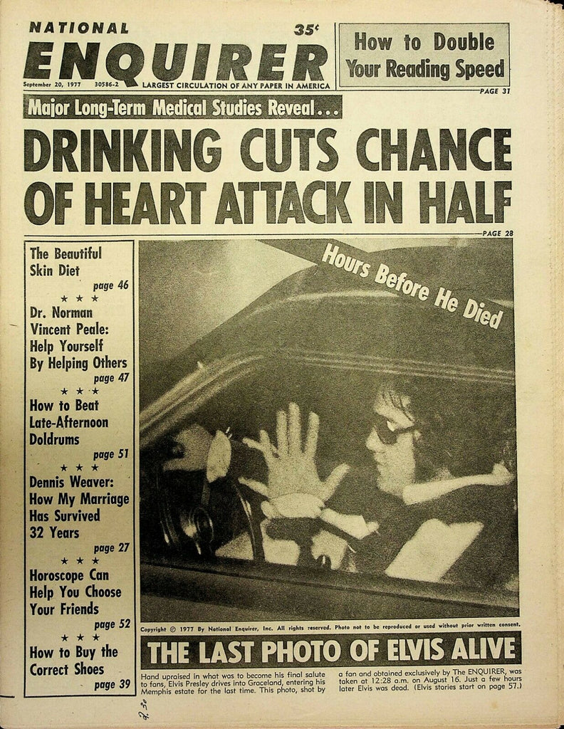 National Enquirer September 20 1977 Elvis Presley Norman Vincent 072820ame