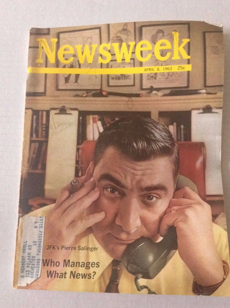 Newsweek Magazine JFK's Pierre Salinger April 8, 1963 101216R