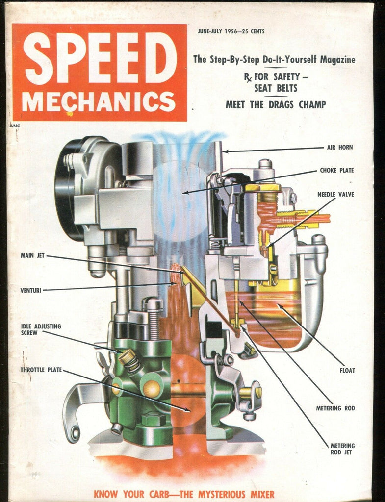 Speed Mechanics Magazine June/July 1956 Know Your Carb VG No ML 011017jhe