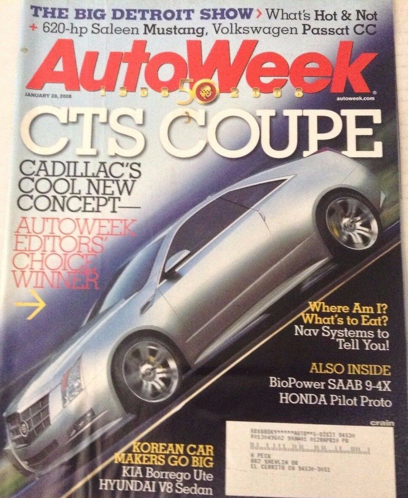 Autoweek Magazine CTS Coupe Cadillac January 28, 2008 080417nonrh