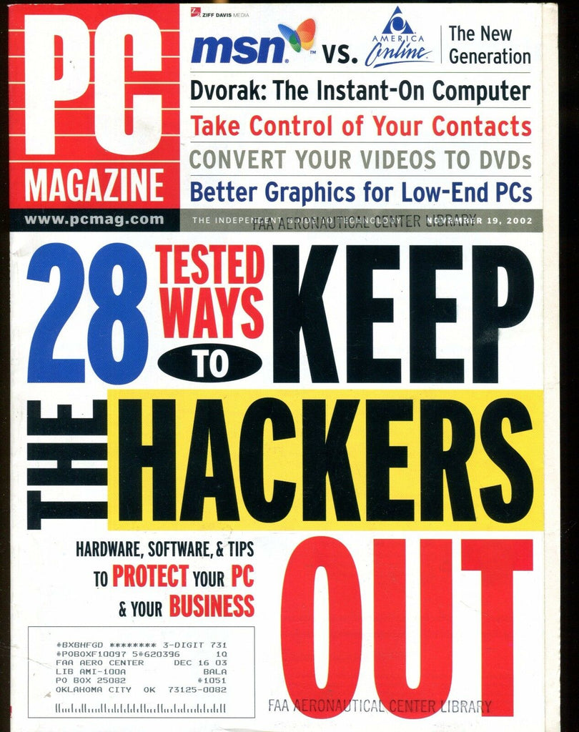 PC Magazine November 19 2002 Hackers FAA EX w/ML 022417nonjhe