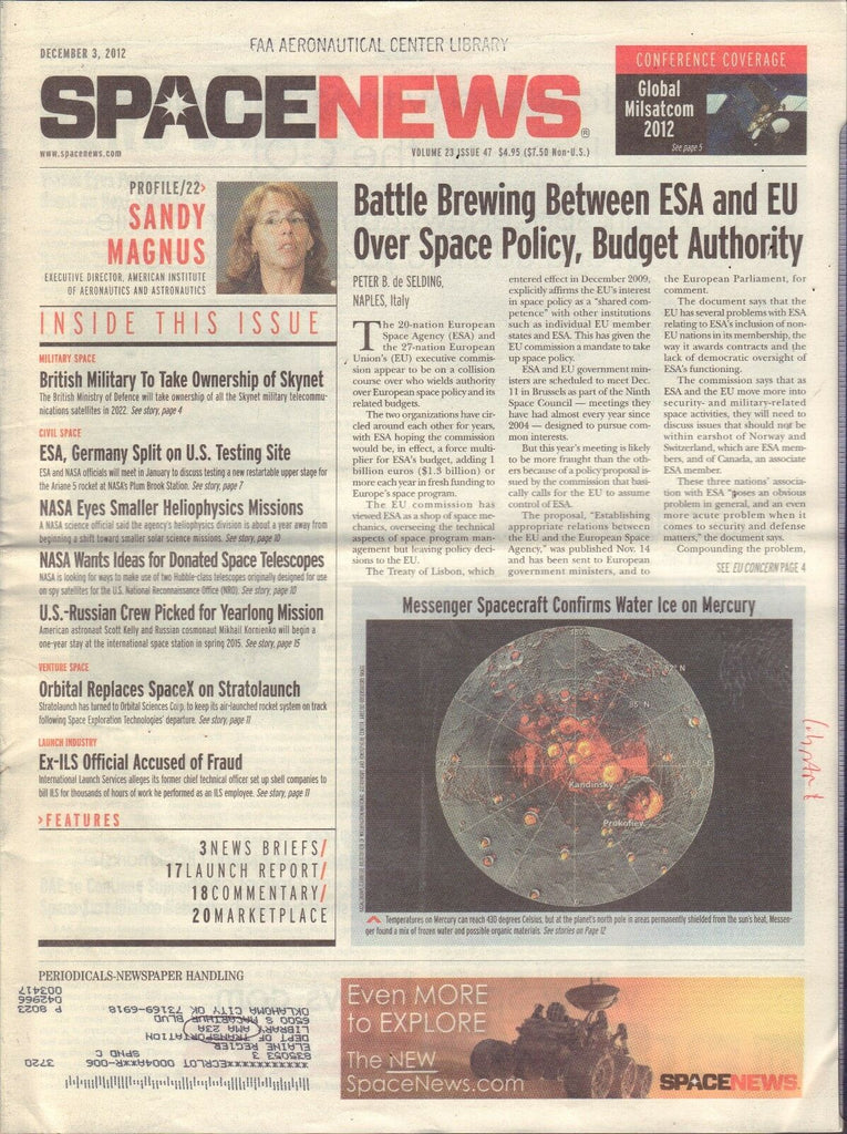 Space News December 3 2012 ESA, Skynet, NASA FAA w/ML 110716DBE