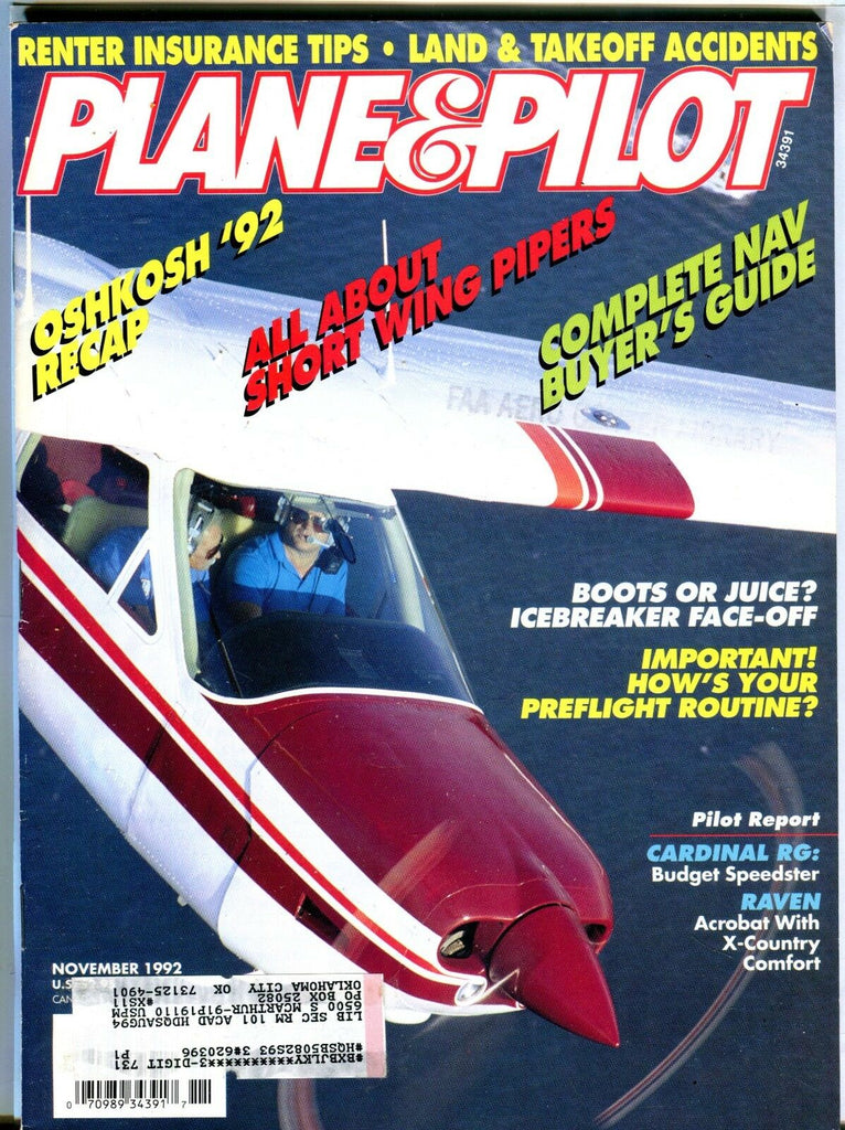 Plane & Pilot Magazine November 1992 Cardinal RG EX w/ML FAA Library 101916jhe
