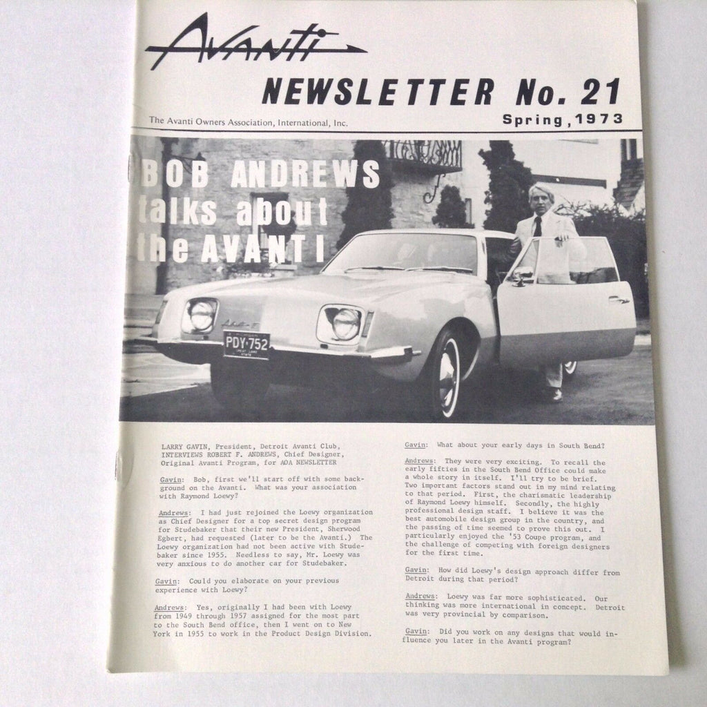 Avanti Magazine Bob Andrews Talks About Avanti No.21 Spring 1973 052217nonrh