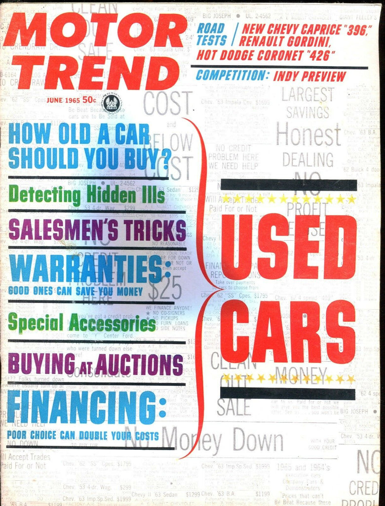 Motor Trend Magazine June 1965 Used Cars VG No ML 011117jhe