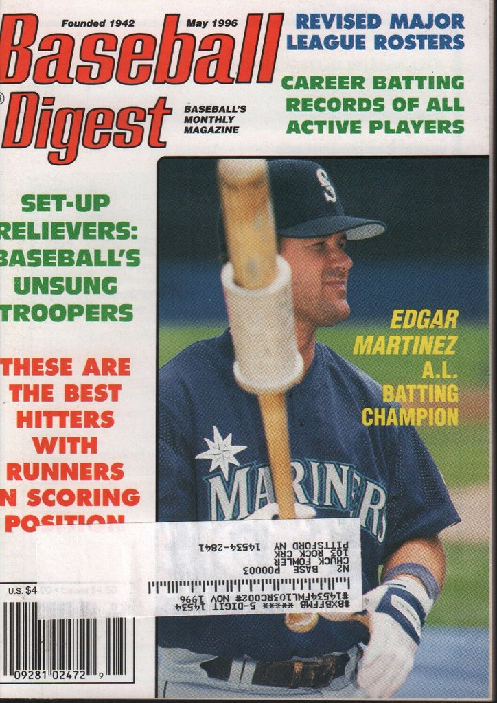 Baseball Digest May 1996 Edgar Martinez Marineers 101618ame
