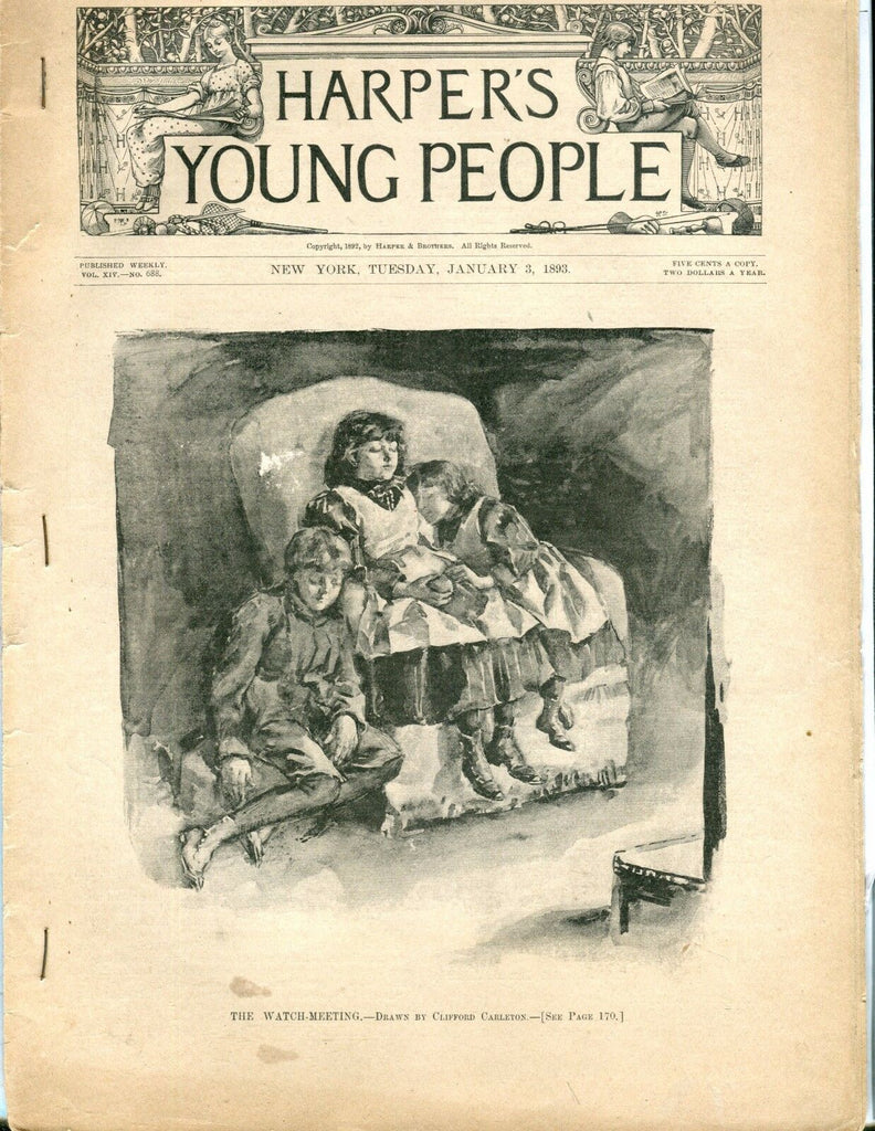 Harper's Young People Magazine January 3 1893 Clifford Carleton GD 042417nonjhe