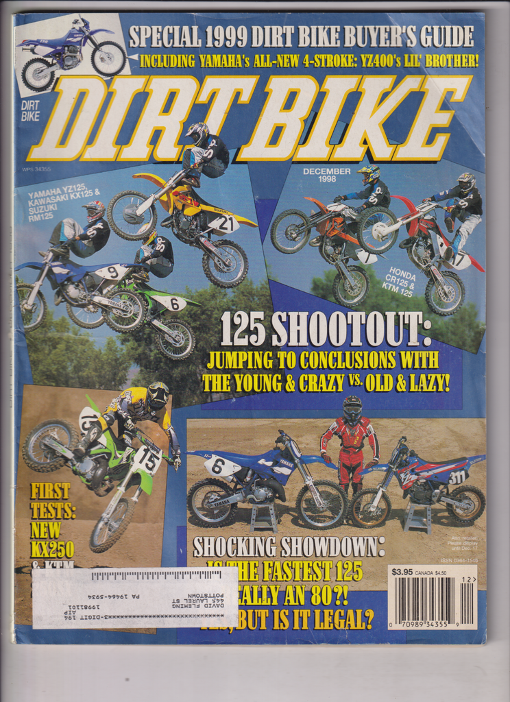Dirt Bike Mag 125 Shootout & New KX250 December 1998 121919nonr