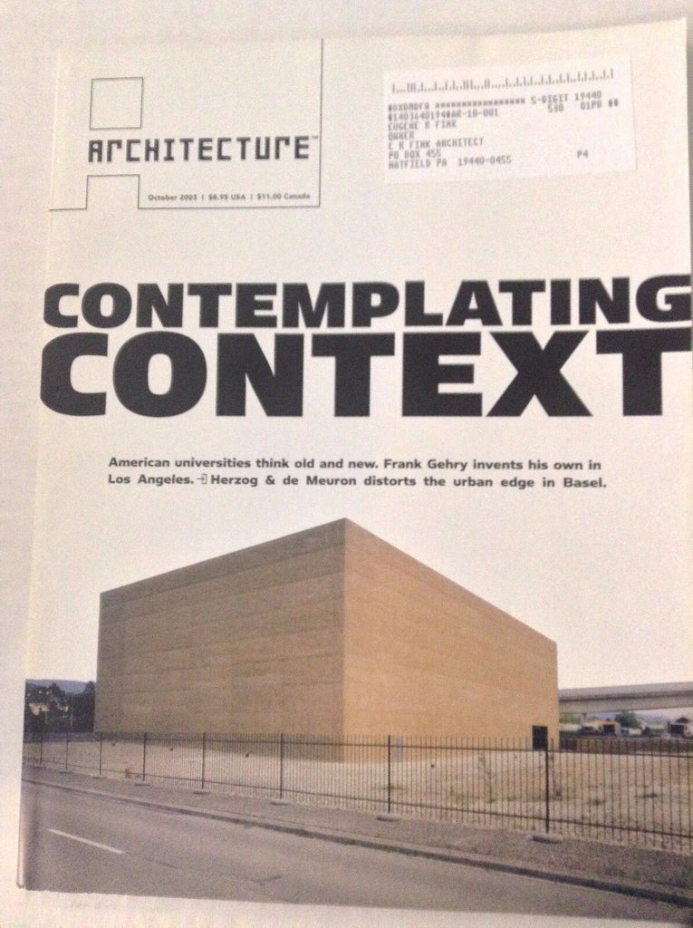 Architecture Magazine Contemplating Context October 2003 081817nonrh