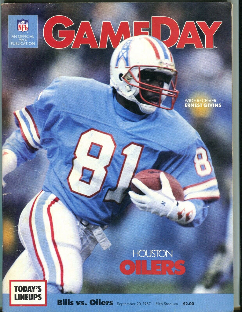 GameDay Magazine Bills vs. Oilers 1987 Ernest Givens EX 051717nonjhe