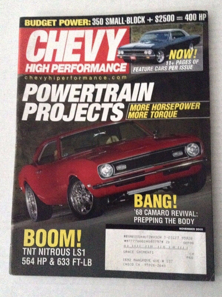 Chevy High Performance Magazine Powertrain Projects November 2005 031317NONRH