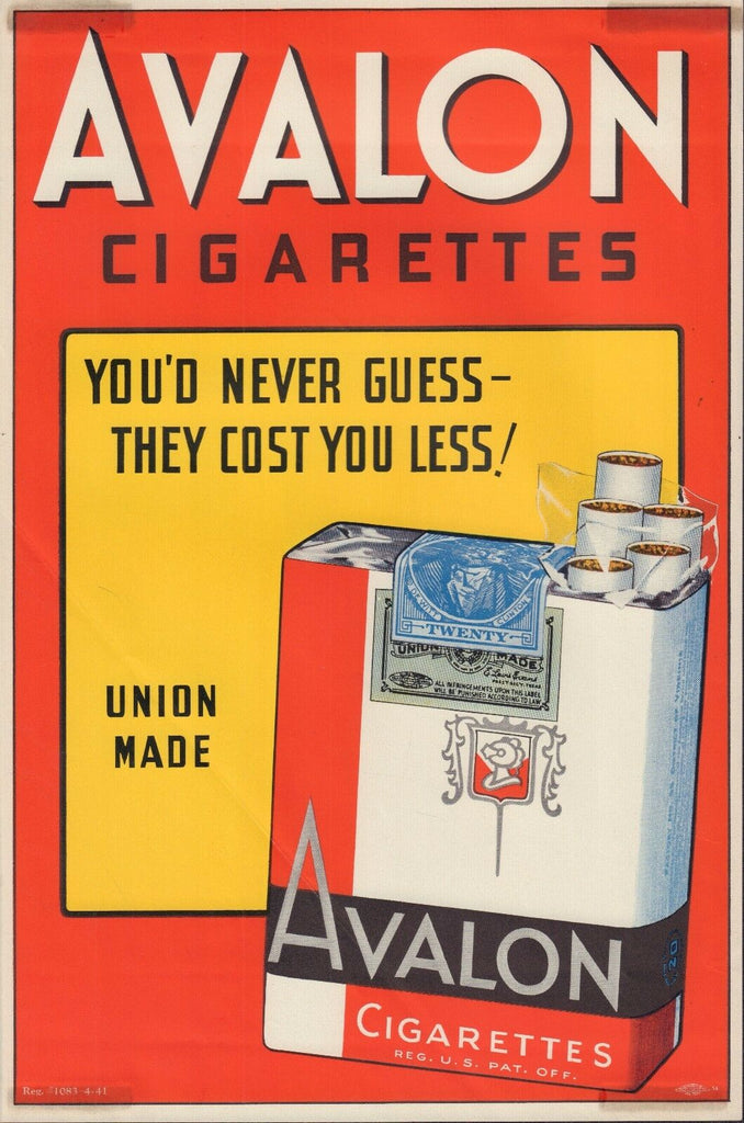 Avalon Red Window 15"x11" Original Cigarette Advert Poster Circa 1930/40