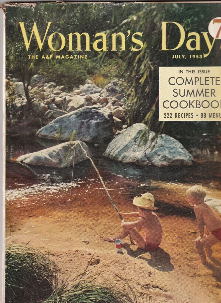 Woman's Day Magazine Summer Cookbook Kids Fishing July 1953 100719nonr