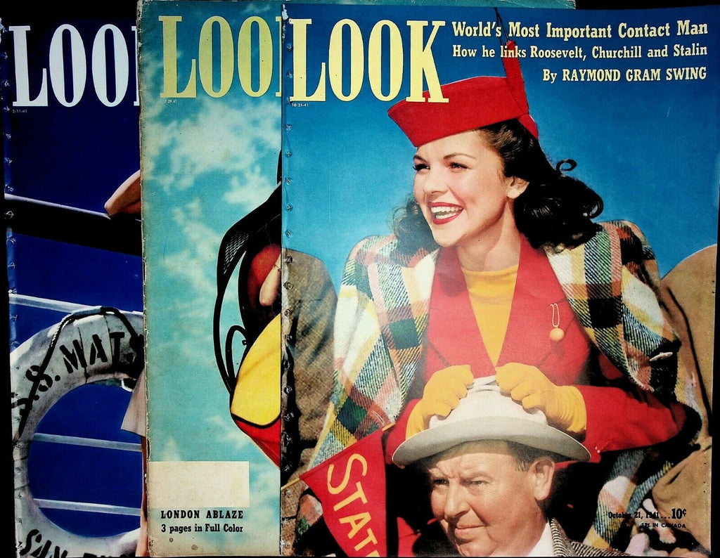 Look Magazine Lot of 3 1941 Issues WW2 Roosevelt Churchill Stalin 022620AME