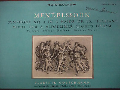 MENDELSSOHN SYMPHONY No4 IN A Major Op 90 Italian 33RPM 020216 TLJ