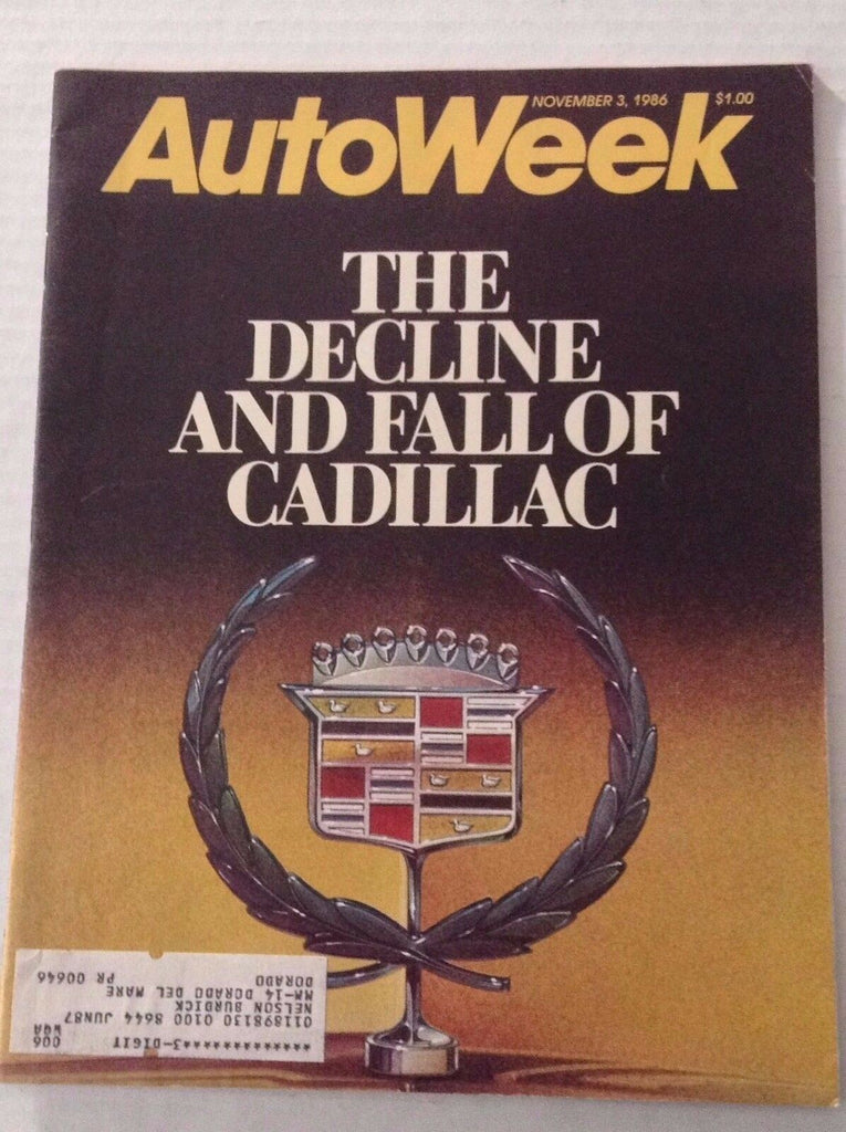 Autoweek Magazine The Decline And Fall Of Cadillac November 3, 1986 011617rh
