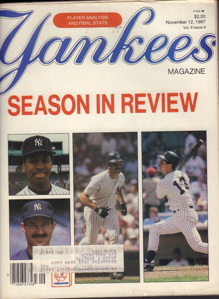 New York Yankees Magazine November 12 1987 Willie Randolph 080817nonjhe
