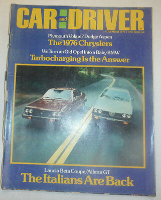 Car And Driver Magazine Plymouth Volare/Dodge Aspen November 1975 041515R