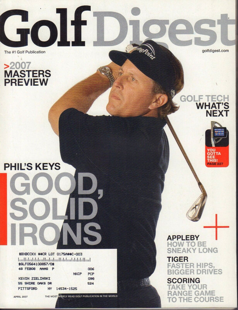 Golf Digest April 2007 Phil Mickelson, Tiger Woods w/ML 082517DBE
