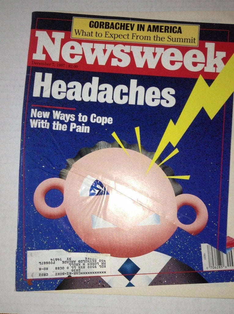 Newsweek Magazine Headaches And New Ways To Cope December 7, 1987 101216R2