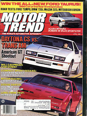 Motor Trend Magazine April 1986 Daytona CS Trans Am VG 012516jhe