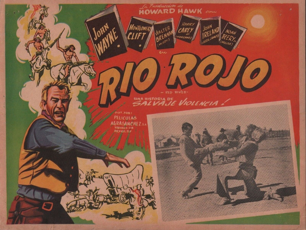 Rio Rojo John Wayne Montgomery Cliff 12"x15.5" Mexican Lobby Card