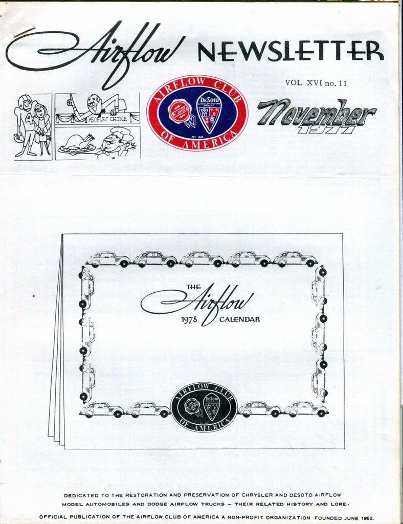 Airflow Newsletter November 1977 Chrysler DeSoto EX No ML 031017nonjhe