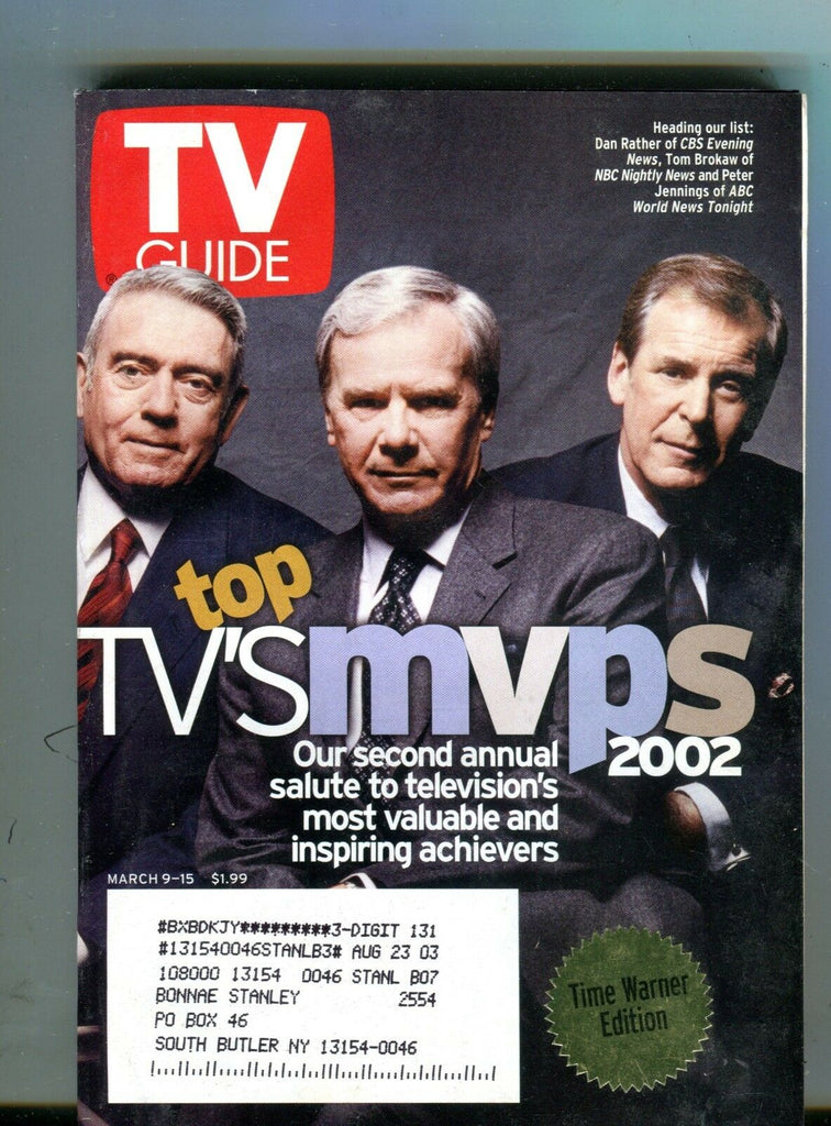 TV Guide Magazine March 9-15 2002 Tom Brokaw EX w/ML 121516jhe