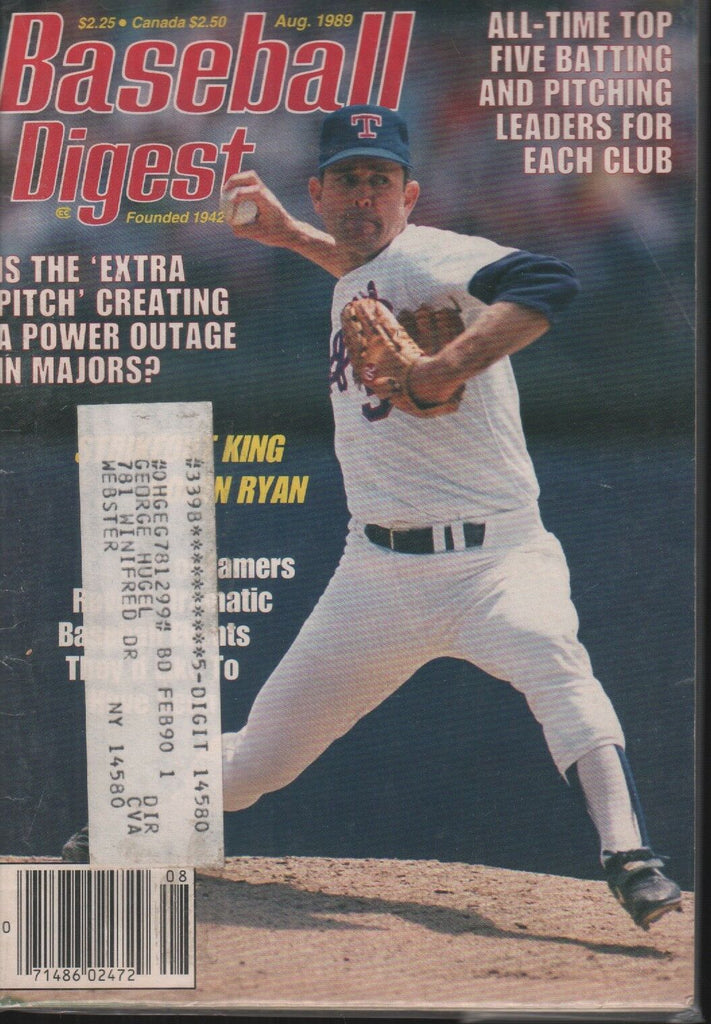Baseball Digest August 1989 Nolan Ryan 101618ame