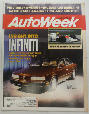 Autoweek Magazine Insight Into Infiniti December 1988 060515R2