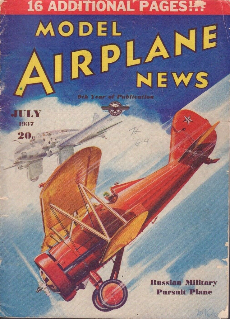 Model Airplane News July 1937 Russian Military Pursuit Plane 062217nonDBE