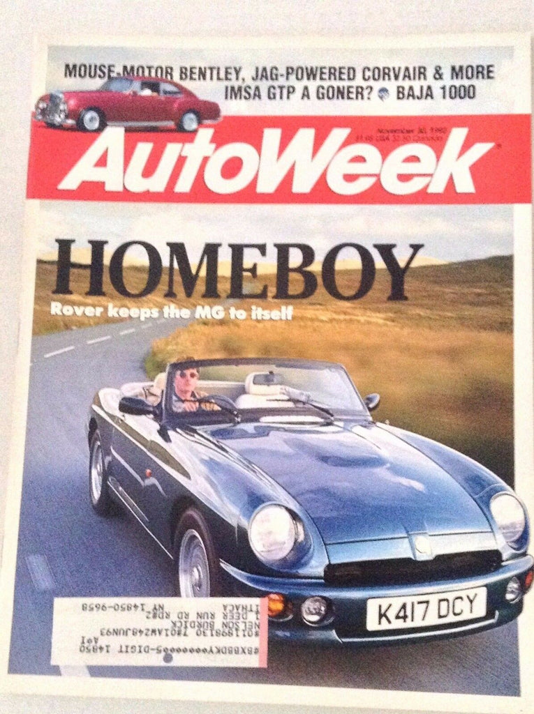 Autoweek Magazine Rover Keeps The MG To Itself November 30, 1992 011617rh