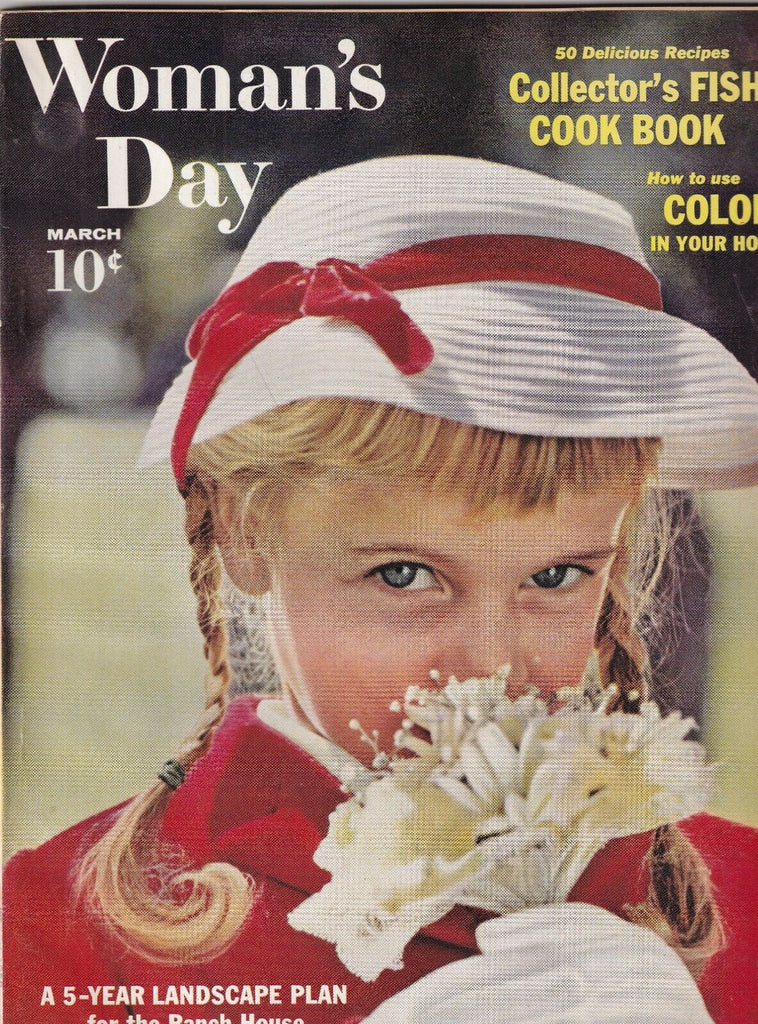 Woman's Day Magazine Fish Cookbook & Ranch Houses March 1959 100719nonr