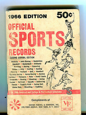 Victor Fischel & Company 1966 Edition Official Sports Records GD jhc